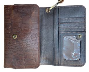 Klassy Cowgirl Leather Clutch Phone Wallet - Alligator with Cowhide Crosses #3